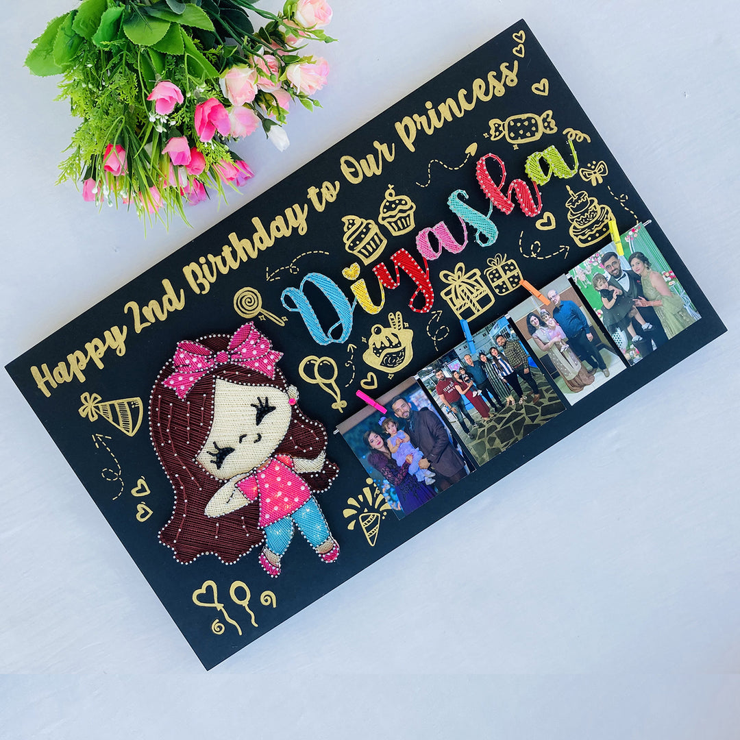 String Art Kids Birthday Theme Personalized Nameplate