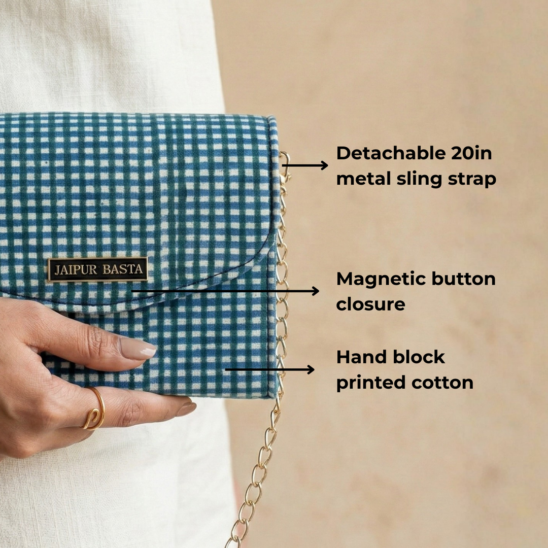 Bageechi Hand Block Printed Monaco Mini Sling Bag