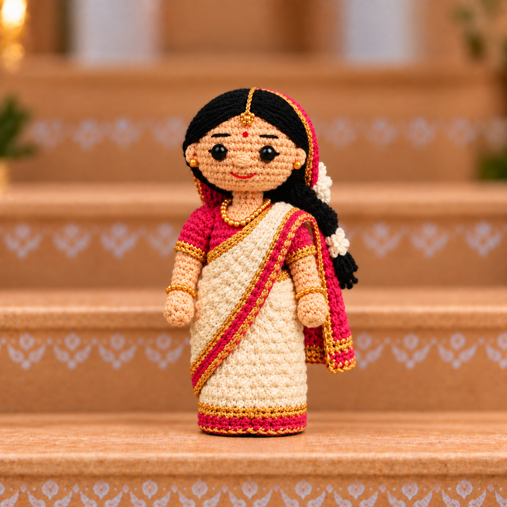 "Traditional Lady" Themed Crochet Doll For Golu/Festive Decor