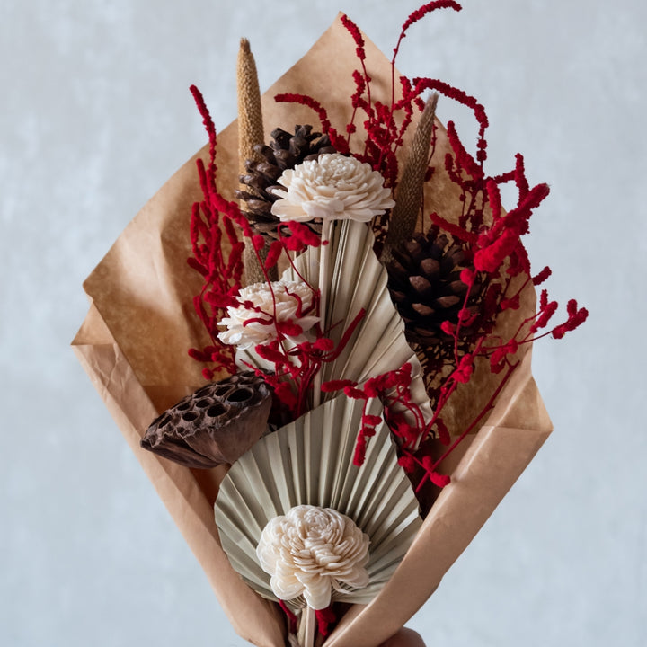 Handmade Red Scarlet Dried Flower Bunch
