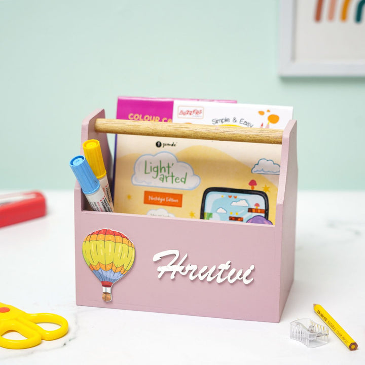 Personalized Wooden Hot Air Balloon Storage Caddy For Kids