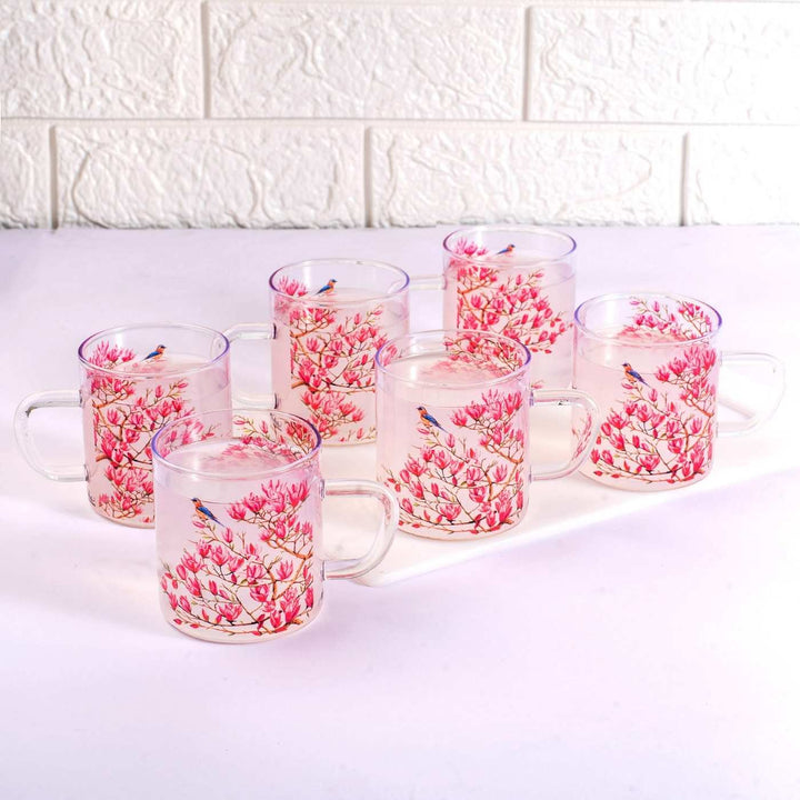 Borosilicate Glass Tea Cups with Delicate Prints I 190 ML