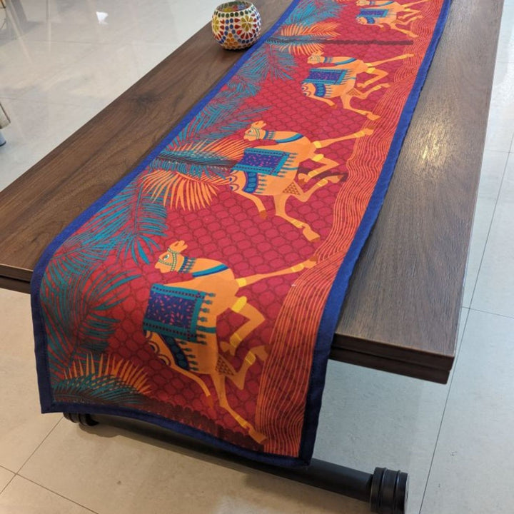 Printed Moonlit Camel Caravan Table Runner & Mat Set