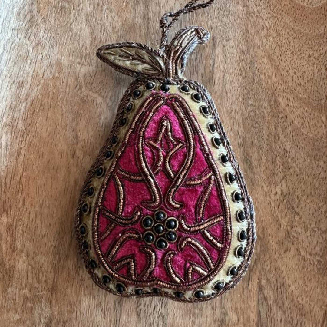 Pink Vintage Pear Cotton Premium Zardozi Ornament