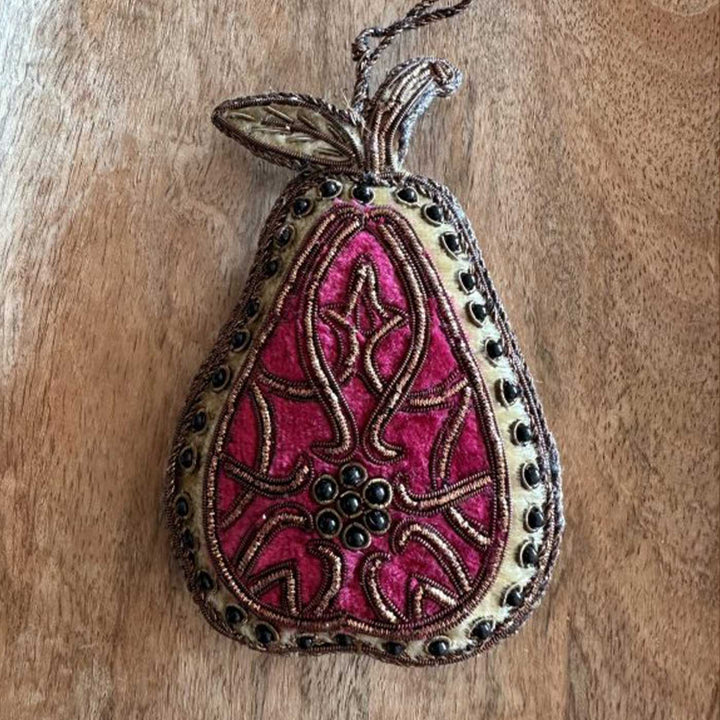 Pink Vintage Pear Cotton Premium Zardozi Ornament