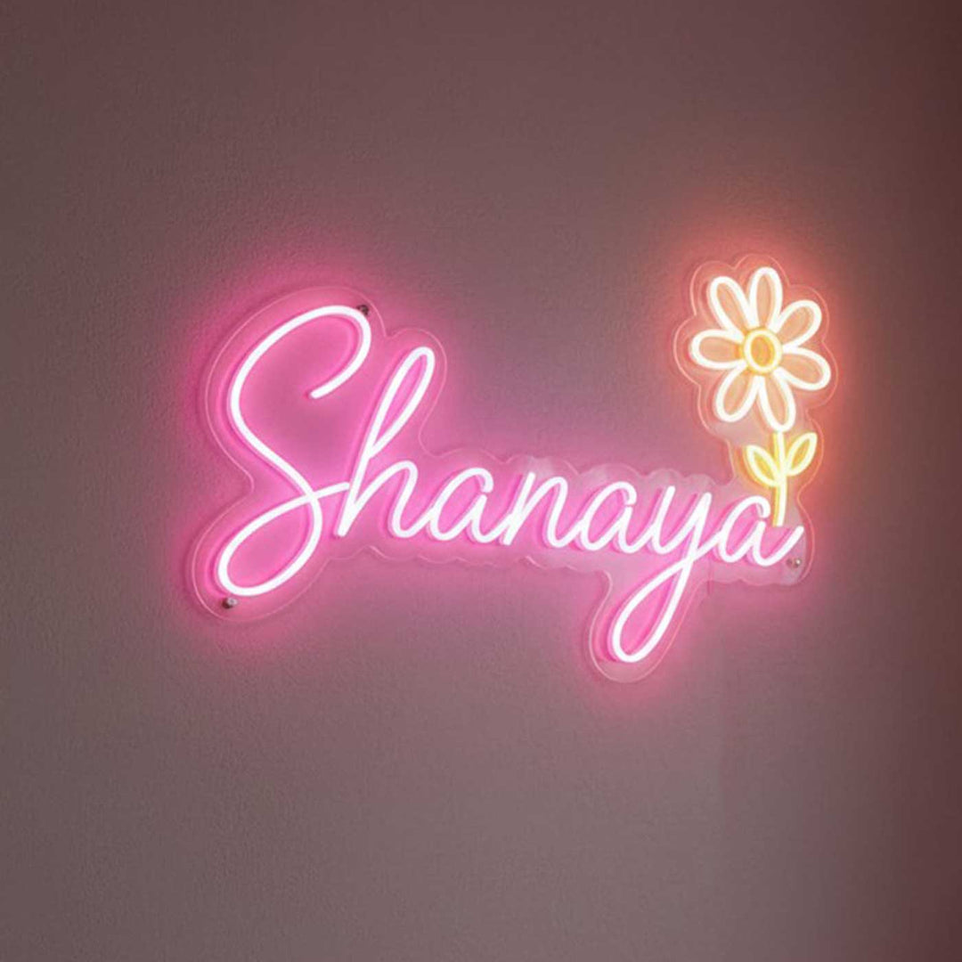 Personalized Name Neon Light Sign Board With Customisable Motif For Room Decor