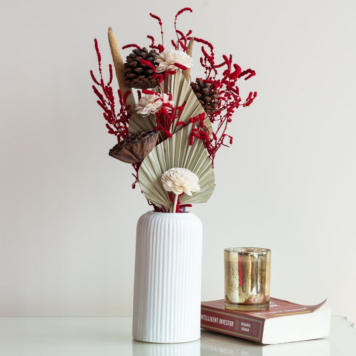Handmade Red Scarlet Dried Flower Bunch
