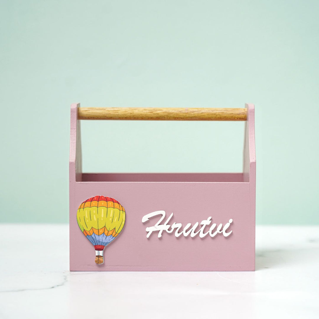 Personalized Wooden Hot Air Balloon Storage Caddy For Kids