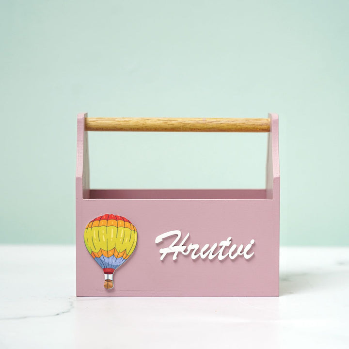 Personalized Wooden Hot Air Balloon Storage Caddy For Kids