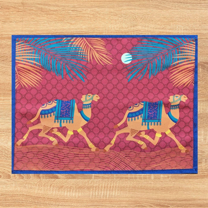 Printed Moonlit Camel Caravan Table Runner & Mat Set