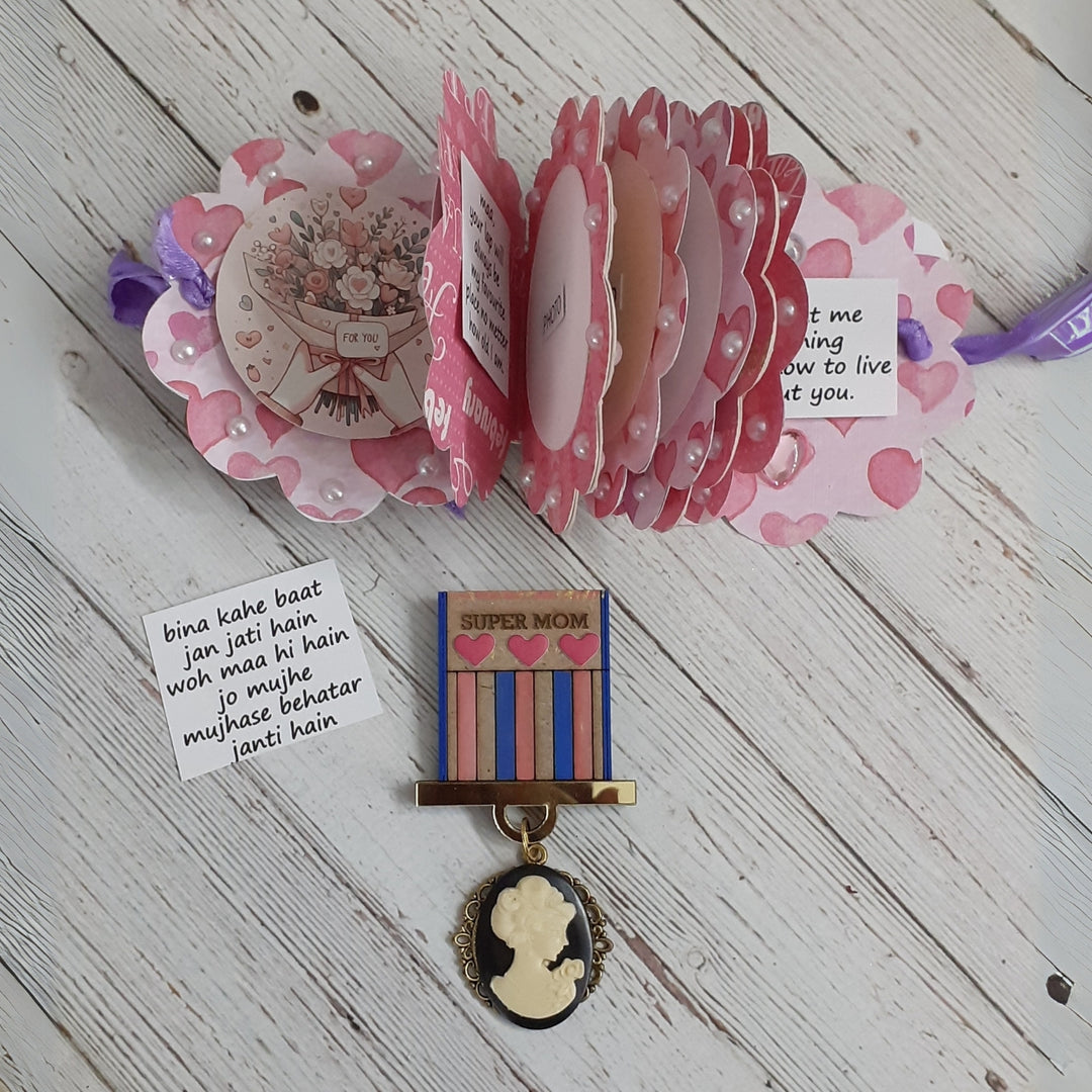 Personalized Handmade Mother'S Day Theme Paper Scrapbook With Medal