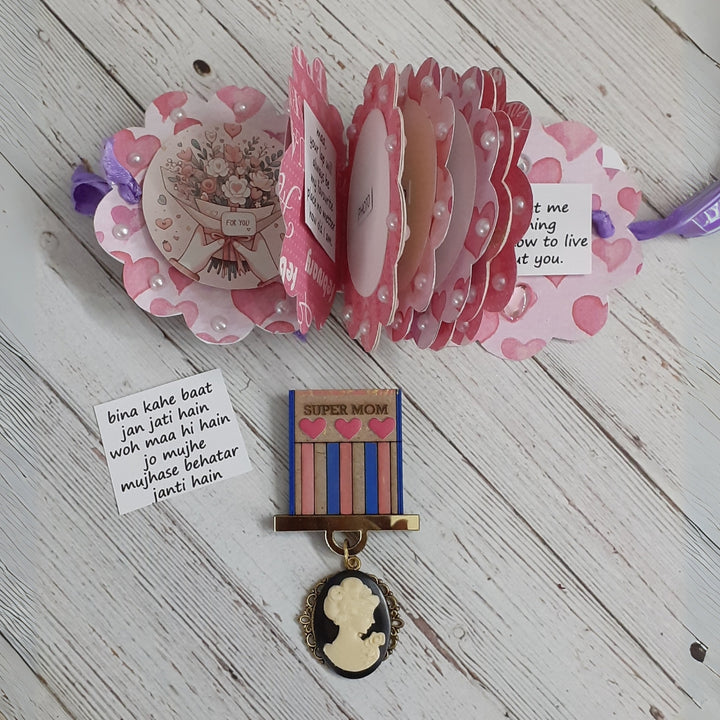 Personalized Handmade Mother'S Day Theme Paper Scrapbook With Medal