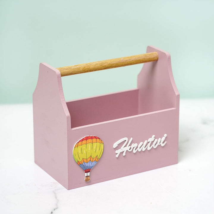 Personalized Wooden Hot Air Balloon Storage Caddy For Kids