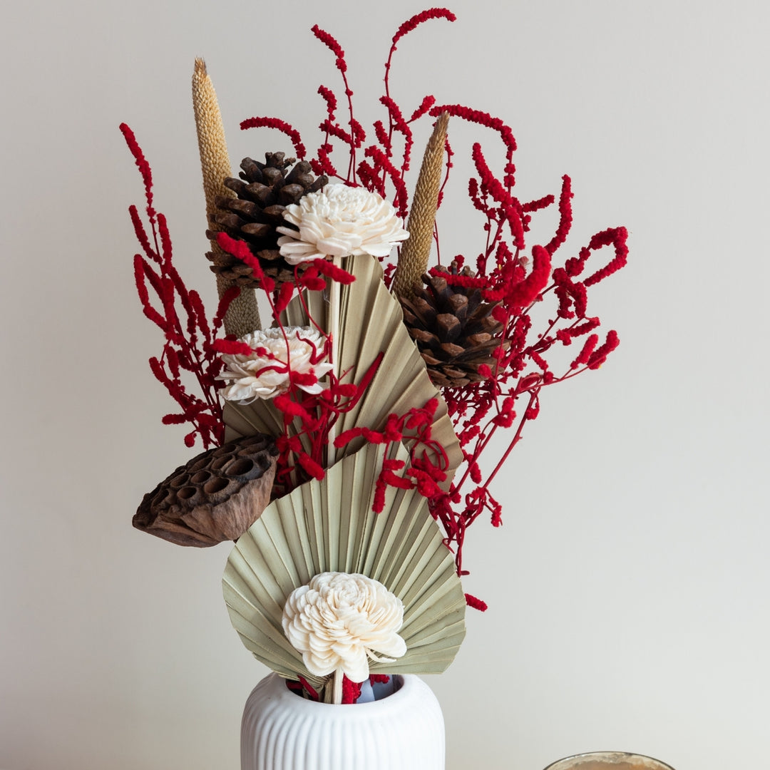 Handmade Red Scarlet Dried Flower Bunch