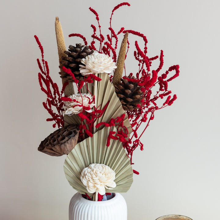 Handmade Red Scarlet Dried Flower Bunch