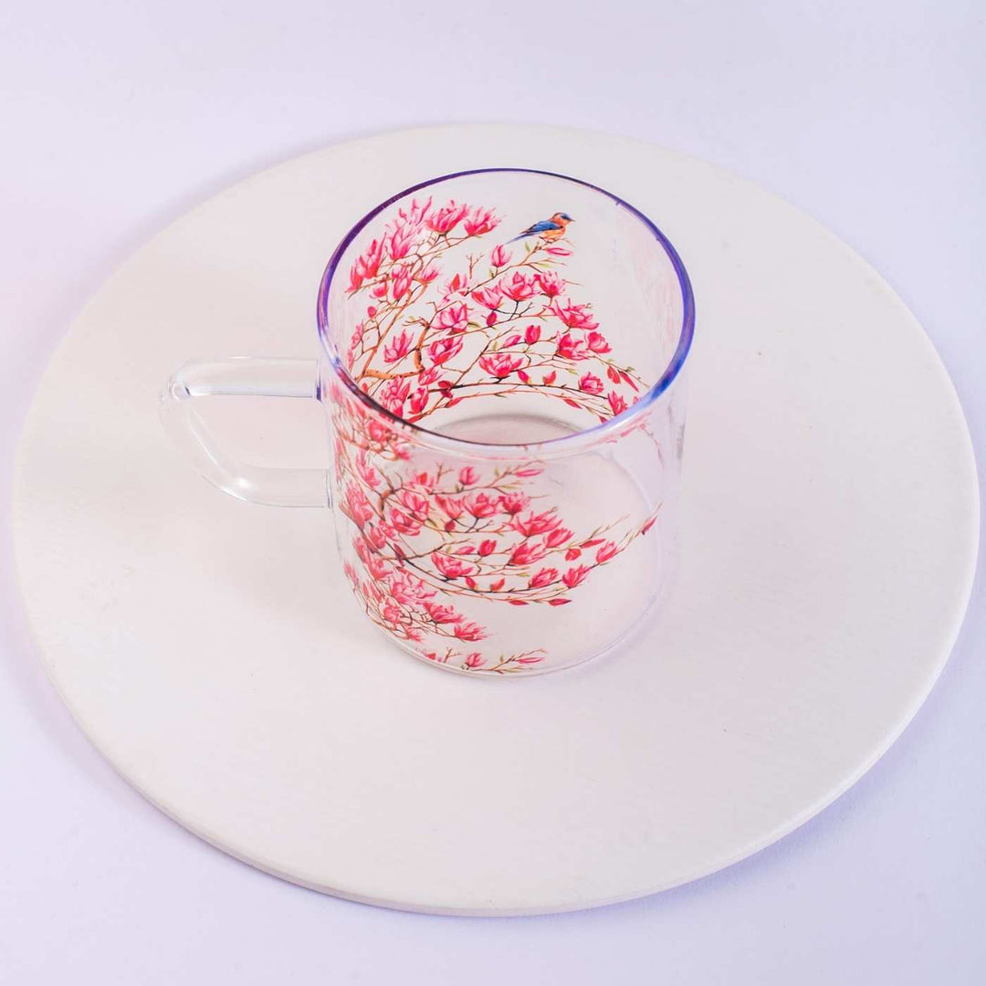 Borosilicate Glass Tea Cups with Delicate Prints I 190 ML