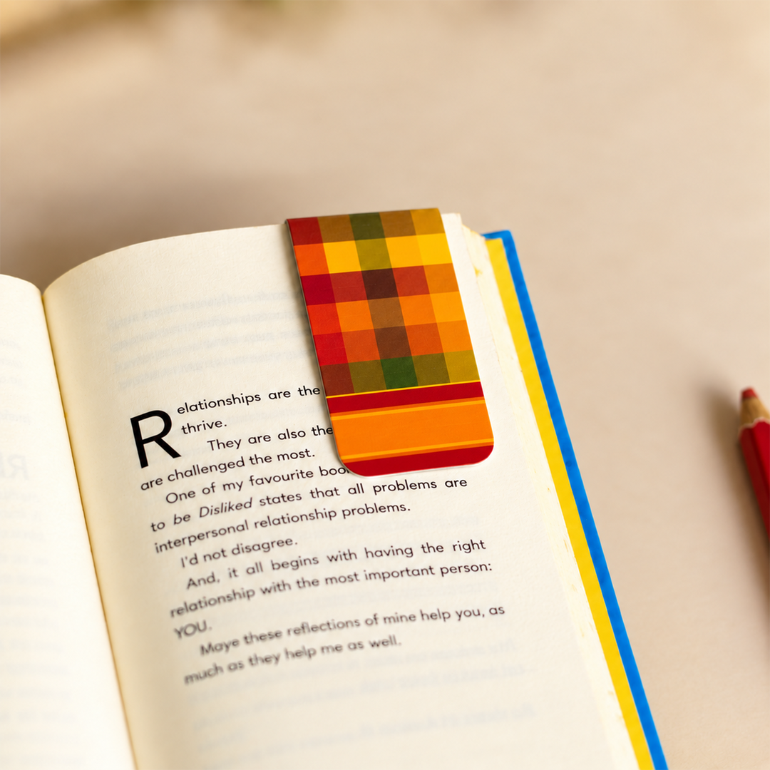 Set Of 6 | Traditional Kanchipuram Silk-Inspired Magnetic Bookmarks