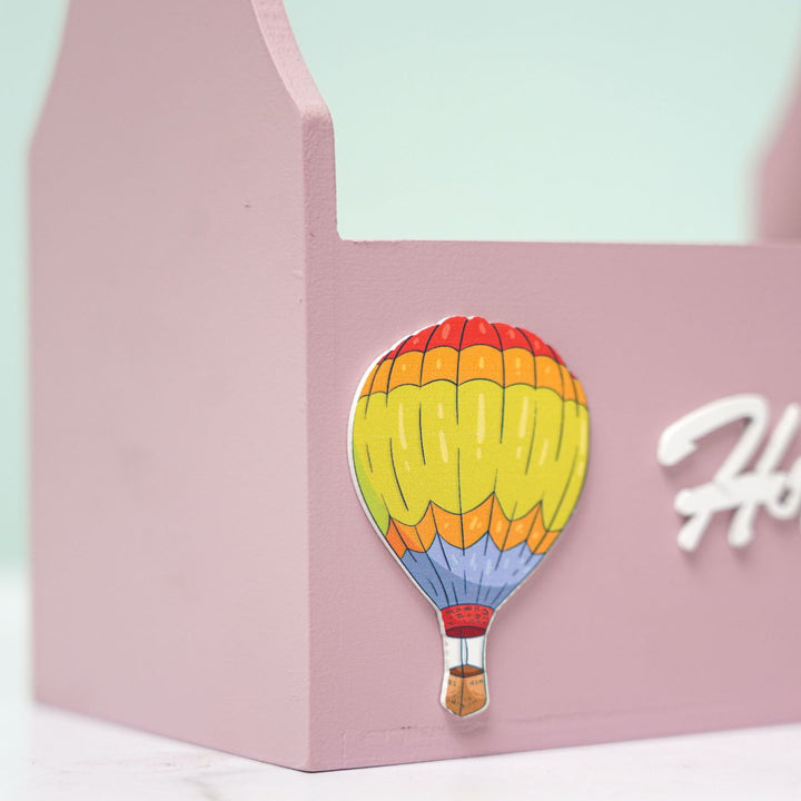 Personalized Wooden Hot Air Balloon Storage Caddy For Kids