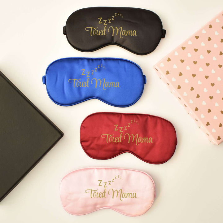 Customized Handmade Printed Tired Mama Satin Eye Mask For Mothers