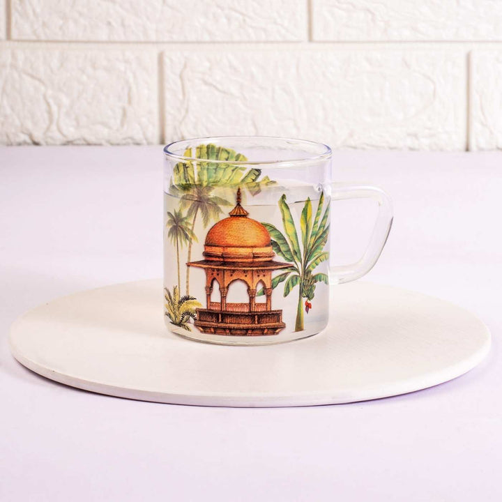 Borosilicate Glass Tea Cups with Delicate Prints I 190 ML