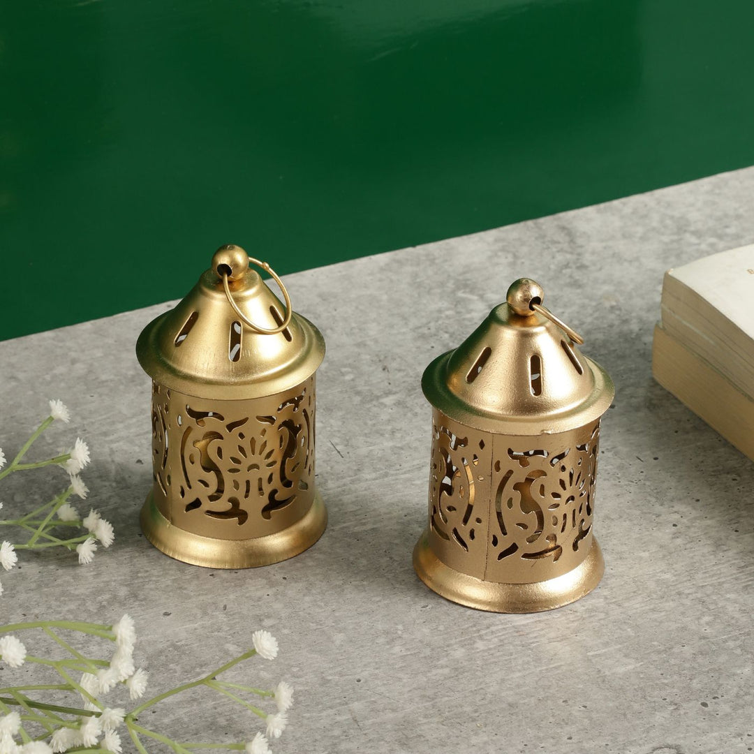 Handmade Small Decorative Iron Lantern Tealight Holder | Set Of 2