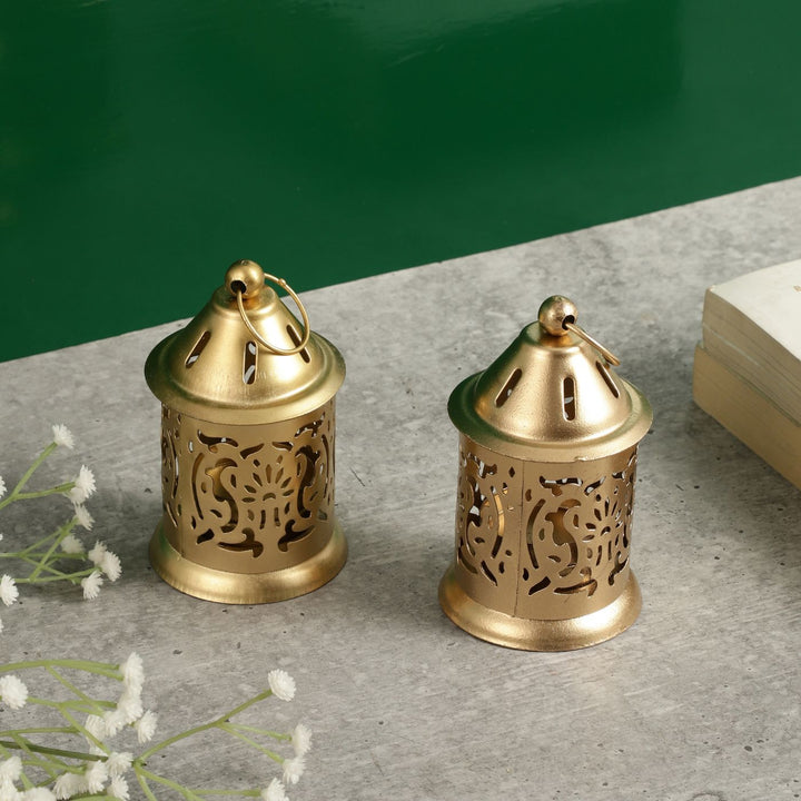 Handmade Small Decorative Iron Lantern Tealight Holder | Set Of 2