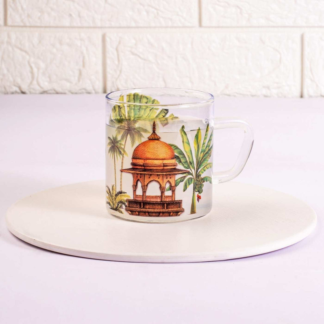 Borosilicate Glass Tea Cups with Delicate Prints I 190 ML