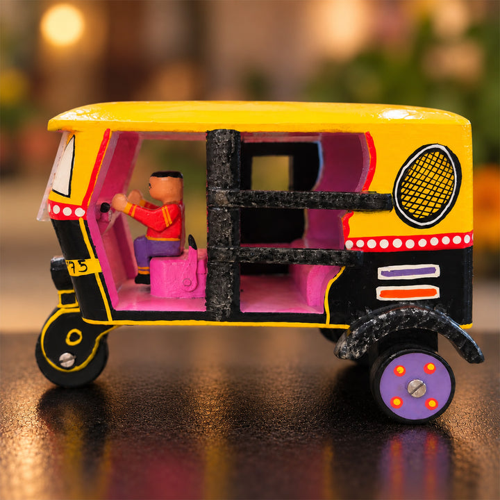 Handmade Big Kaali Peeli Auto Wooden Golu Toy For Festive Decor