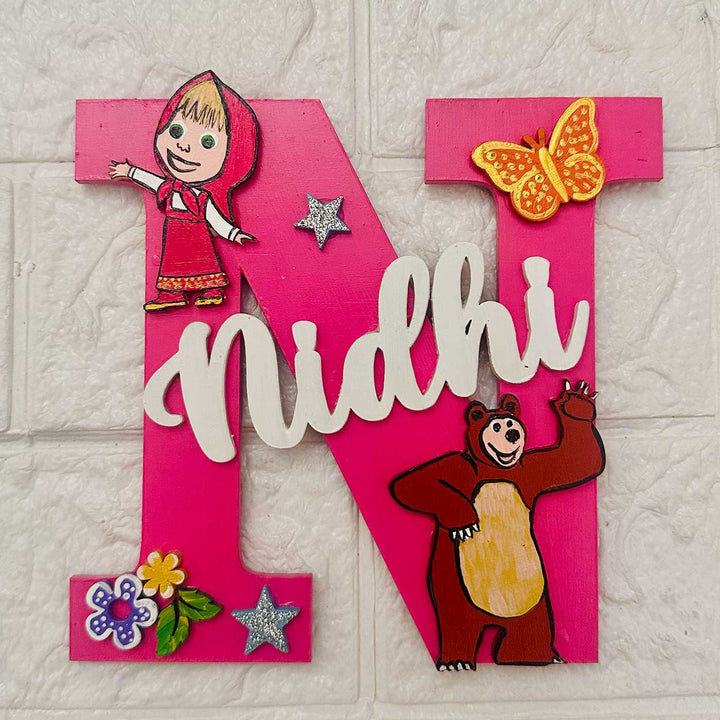 Masha Lettering Buy Personalized Hand-painted Masha and Bear Adventure MDF Wood ...