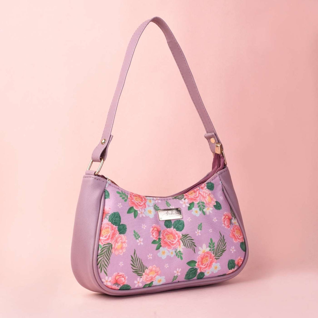 Peonies & Plumeria Vegan Leather Baguette Bag