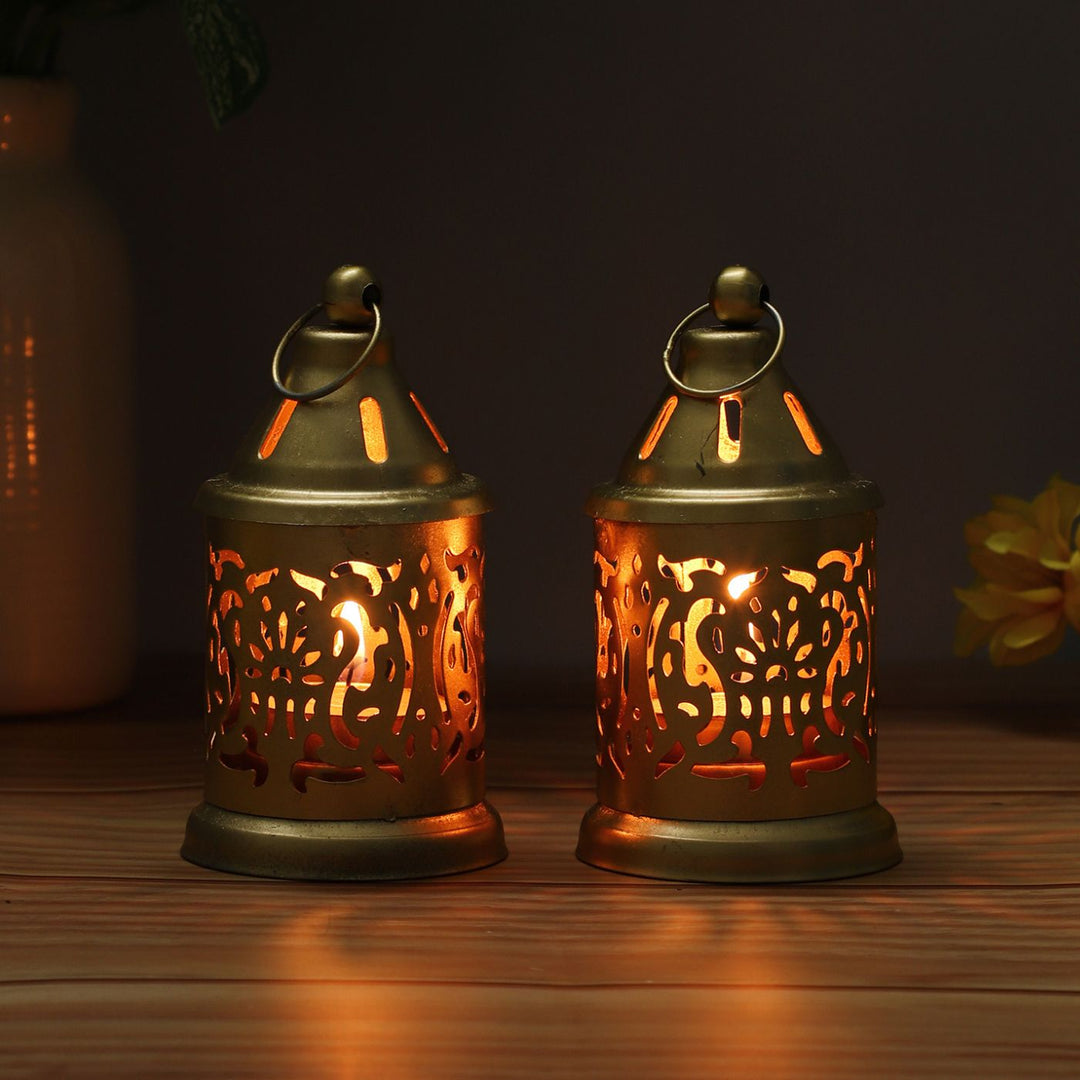 Handmade Small Decorative Iron Lantern Tealight Holder | Set Of 2