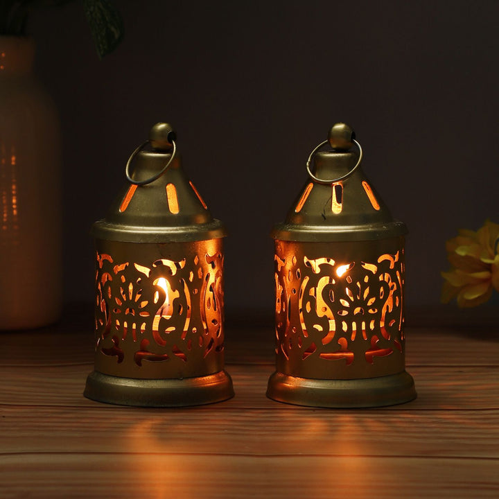 Handmade Small Decorative Iron Lantern Tealight Holder | Set Of 2
