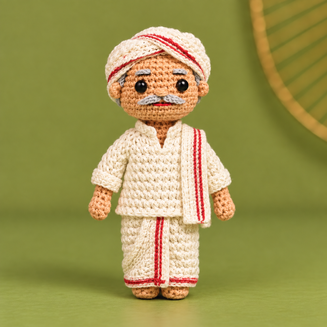 "Old Couple" Themed Crochet Doll For Golu/Festive Decor | Set Of 2