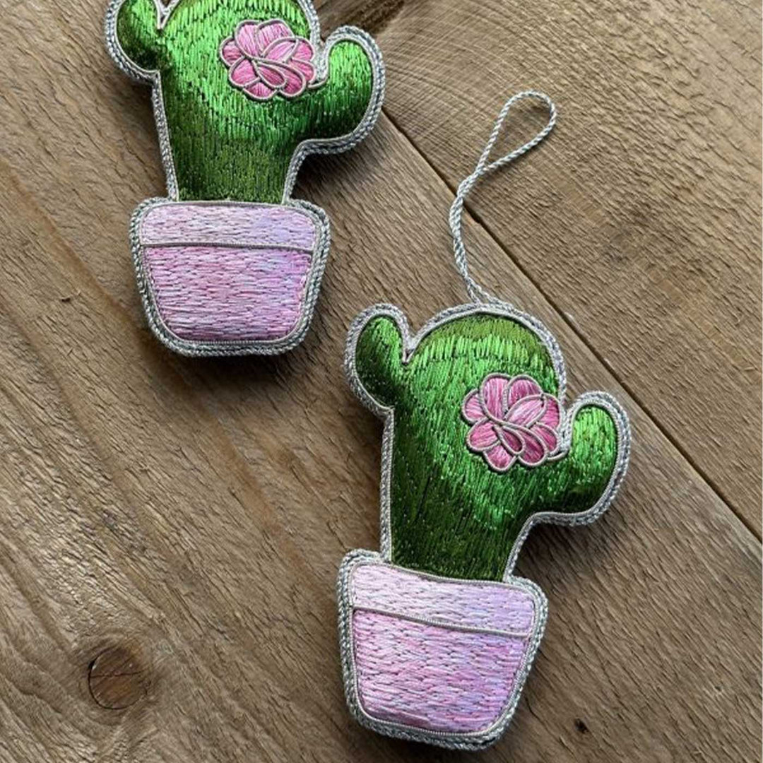 Cactus Sequin Handmade Premium Zardozi Ornament