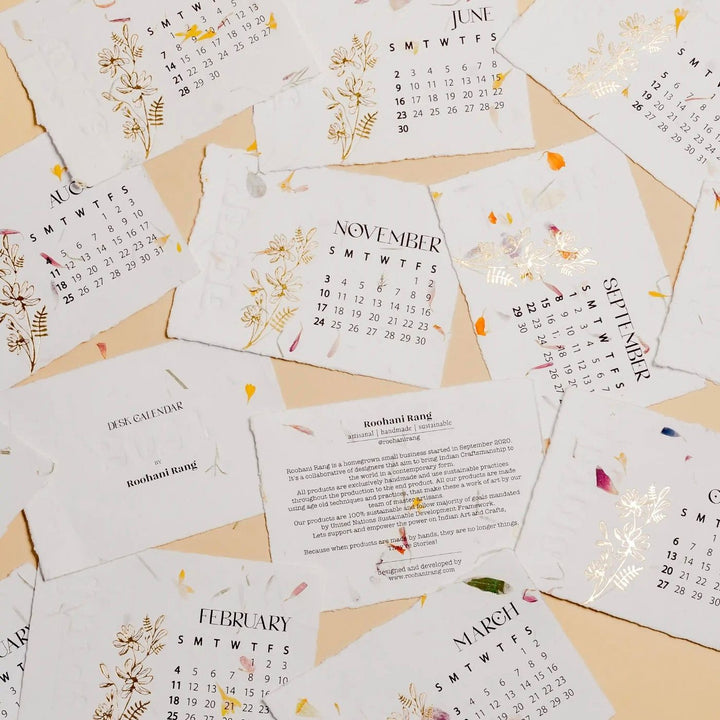 2025 Sustainable Pressed Flower Annual Desk Calendar
