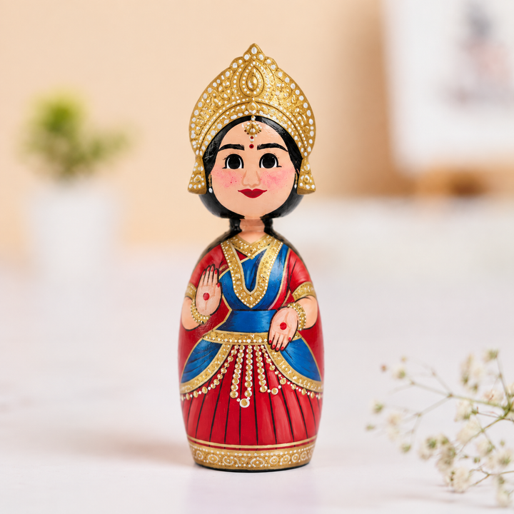 "Classical Dancer" Themed Handpainted Wooden Doll For Golu/Festive Decor