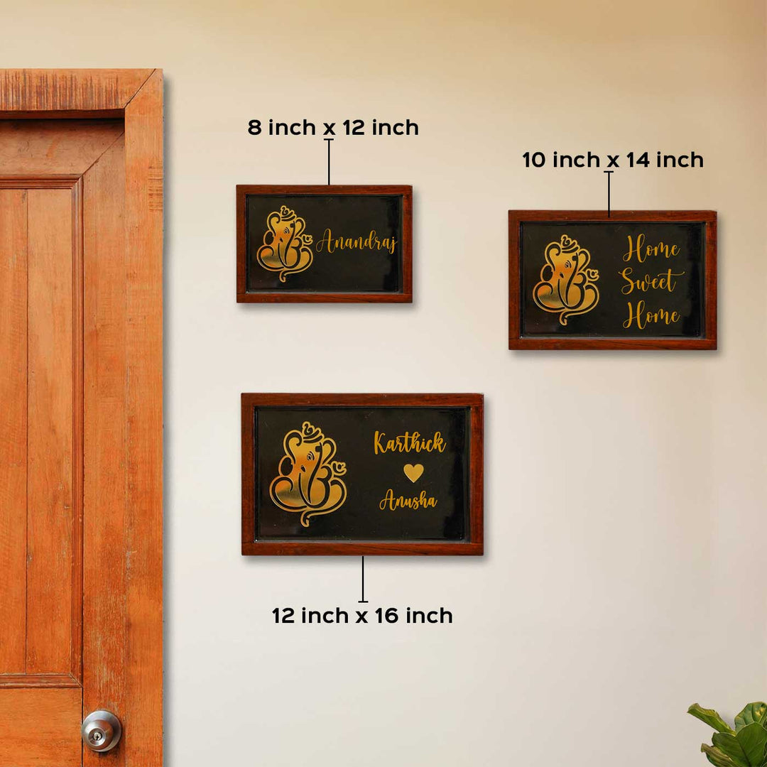 Black Ganesha Personalized Framed Rectangle Resin Nameplate