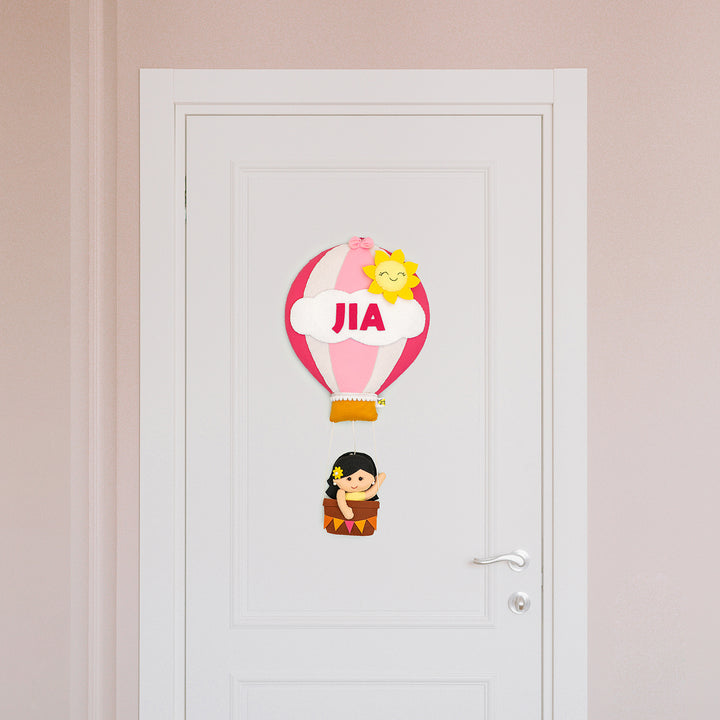 Hand-stitched Hot Air Balloon Felt Kids Nameplate - Zwende