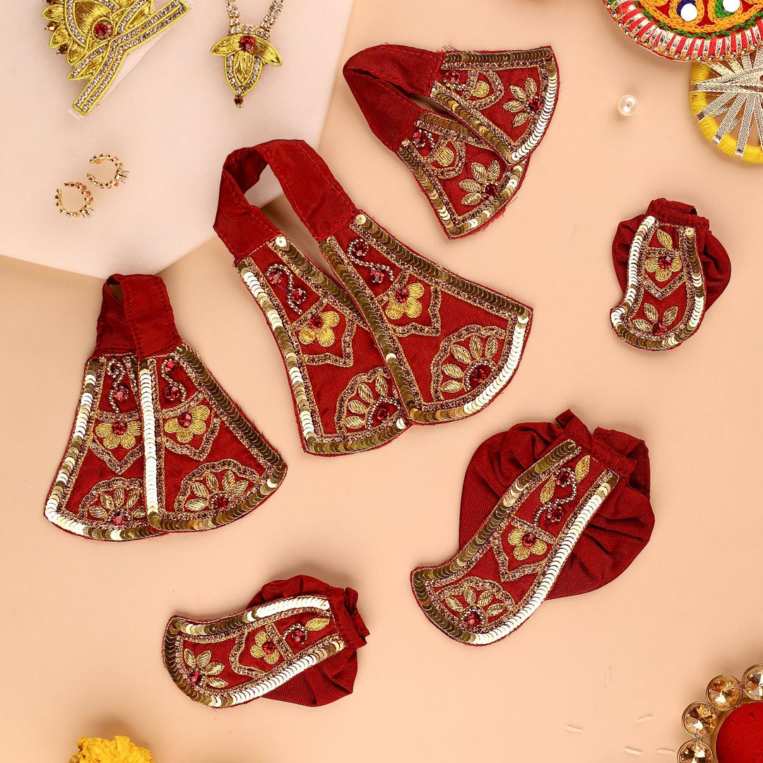 Hand Embroidered Zardozi Divya Raas Art Silk Radha & Krishna Poshak (Dress)