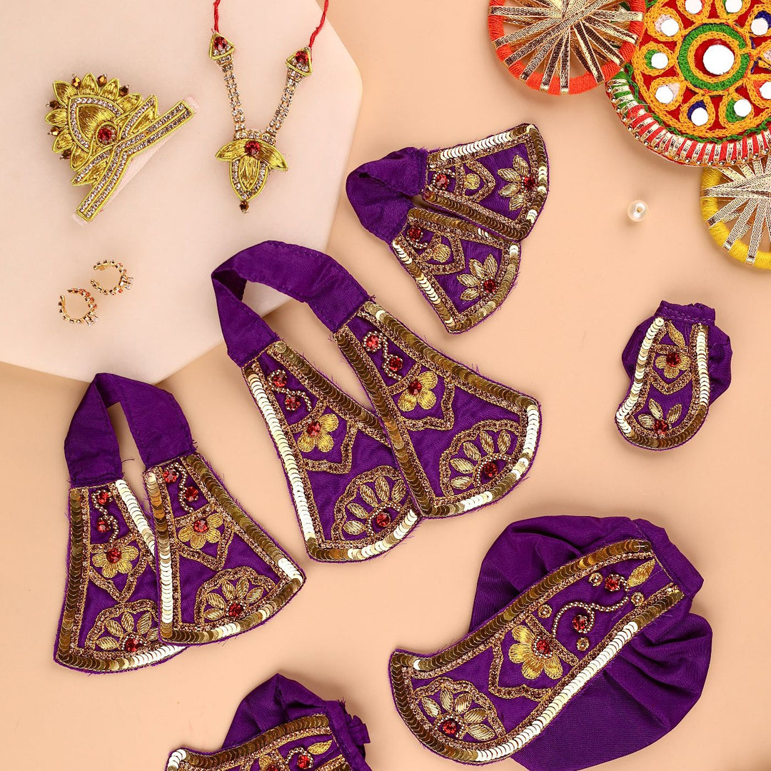 Hand Embroidered Zardozi Divya Raas Art Silk Radha & Krishna Poshak (Dress)