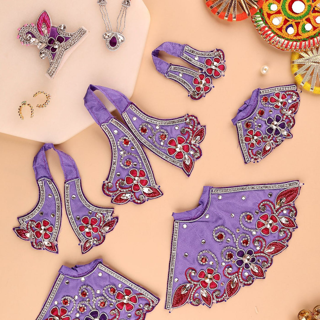 Hand Embroidered Zardozi Vrindavan Phool Bangla Inspired Art Silk Radha & Krishna Poshak (Dress)