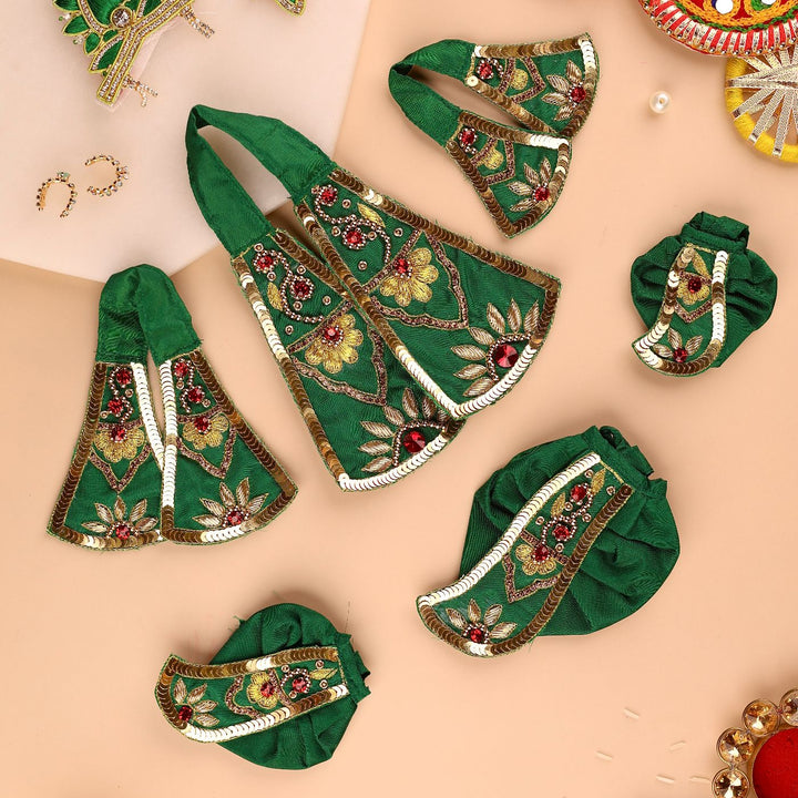 Hand Embroidered Zardozi Divya Raas Art Silk Radha & Krishna Poshak (Dress)