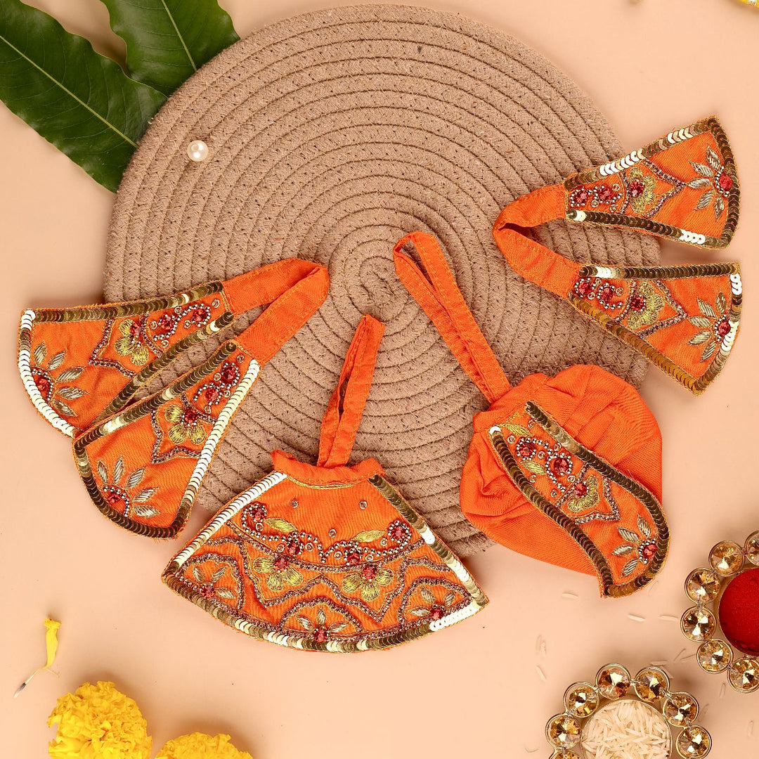 Hand Embroidered Zardozi Divya Raas Art Silk Radha & Krishna Poshak (Dress)