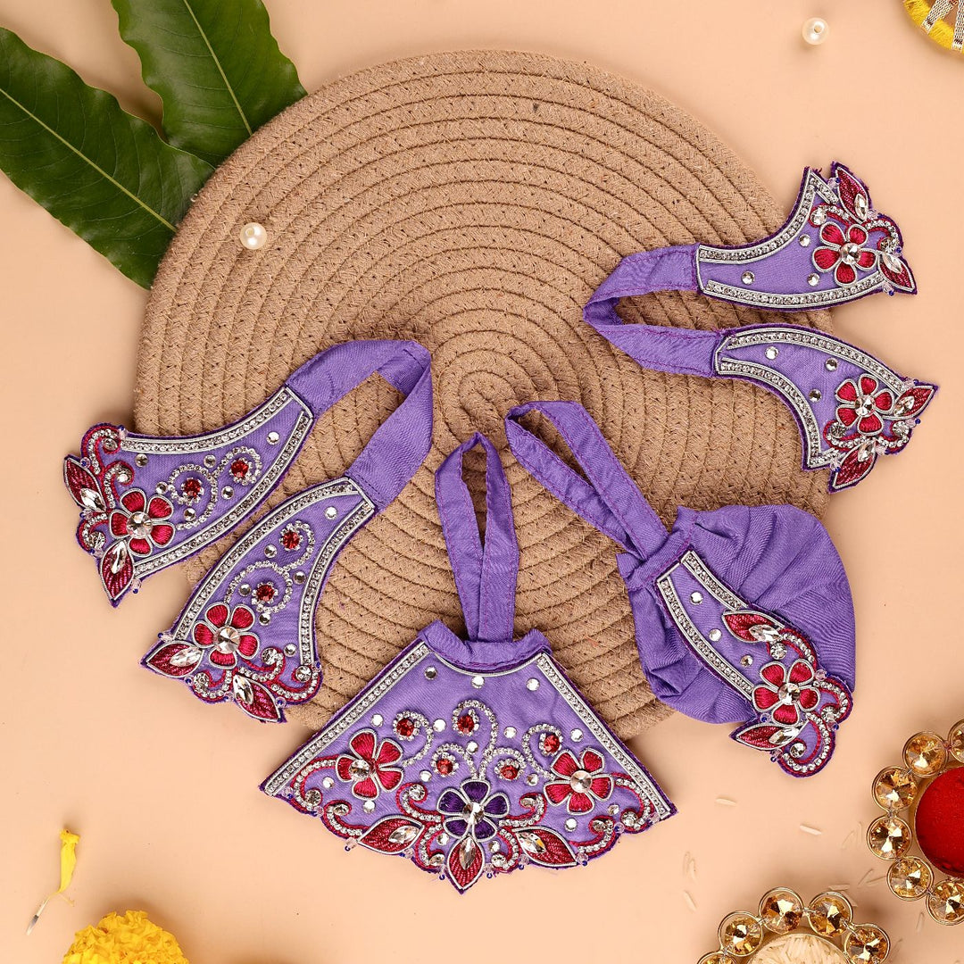 Hand Embroidered Zardozi Vrindavan Phool Bangla Inspired Art Silk Radha & Krishna Poshak (Dress)