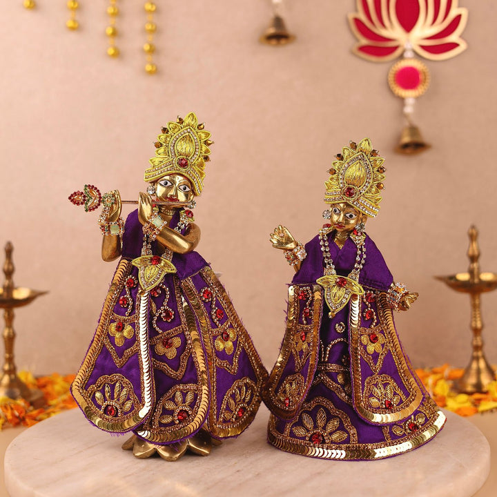 Hand Embroidered Zardozi Divya Raas Art Silk Radha & Krishna Poshak (Dress)