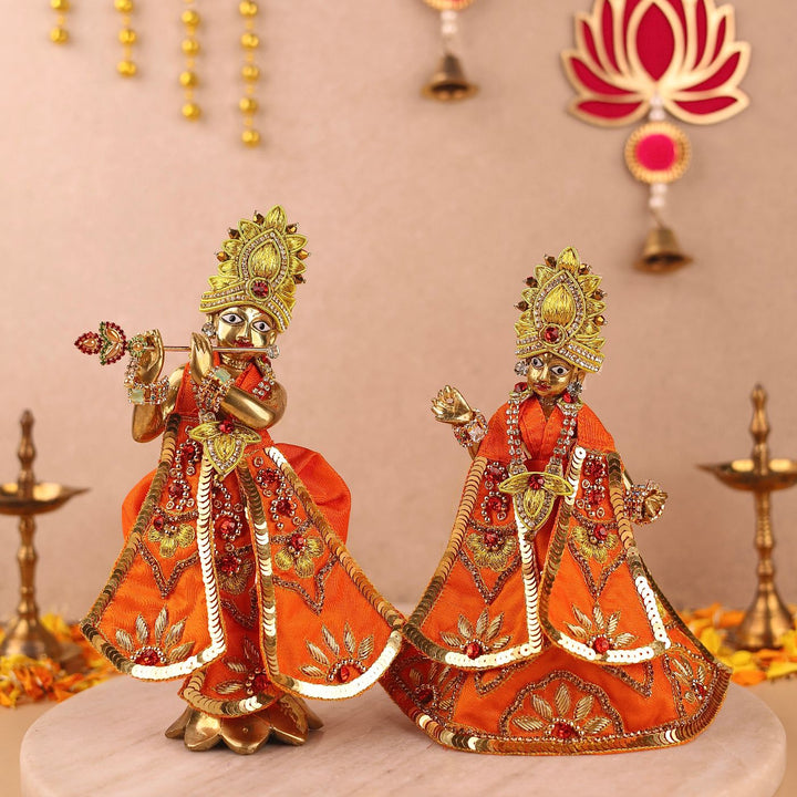 Hand Embroidered Zardozi Divya Raas Art Silk Radha & Krishna Poshak (Dress)