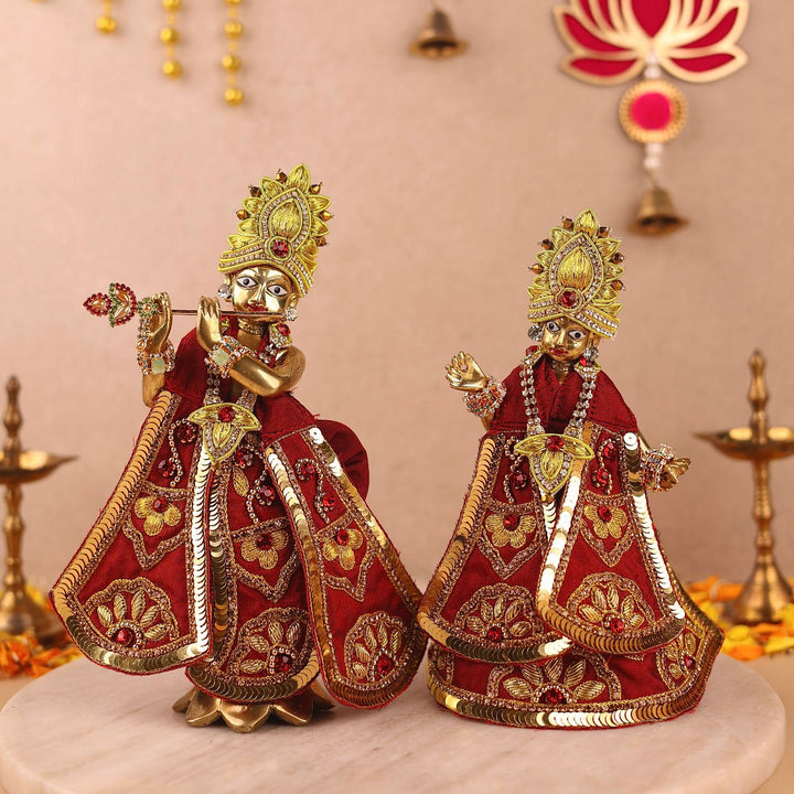 Hand Embroidered Zardozi Divya Raas Art Silk Radha & Krishna Poshak (Dress)