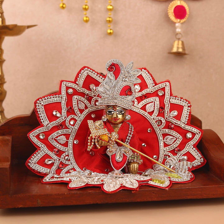 Hand Embroidered Zardozi Lotus Inspired Art Silk Laddu Gopal Poshak (Dress)