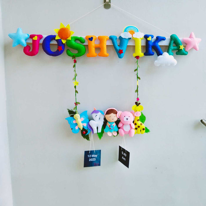 Personalized Girls Unicorn & Jungle Theme Felt Kids Name Plate