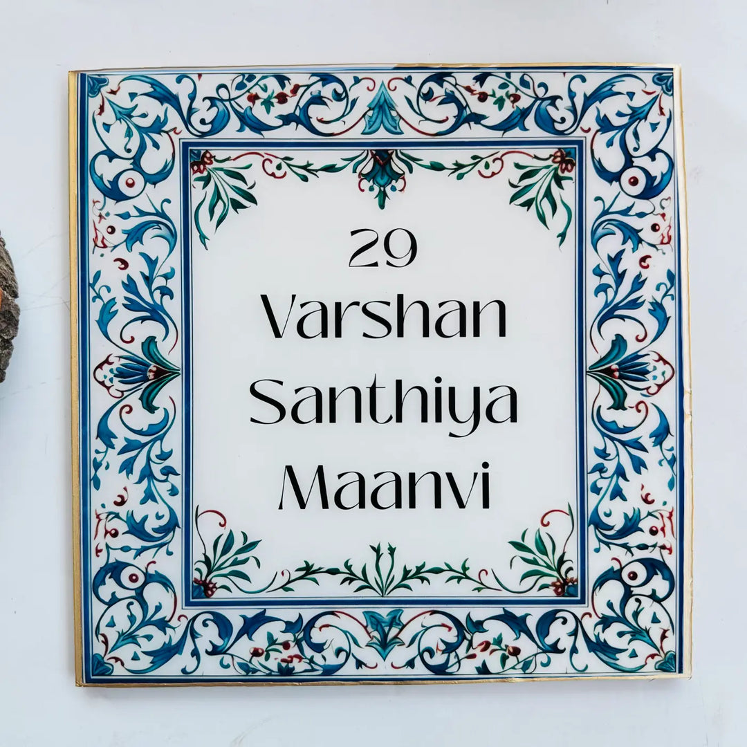 Personalized Blue & White Vintage Resin Name Plate